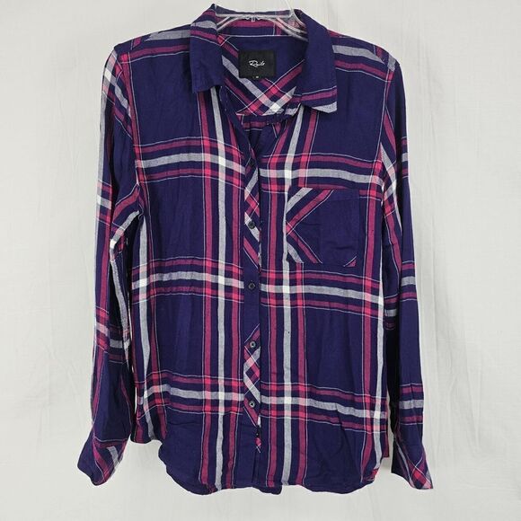Rails Hunter Plaid Button Up Shirt Navy/Ruby/White Womens Size Medium - Picture 3 of 8